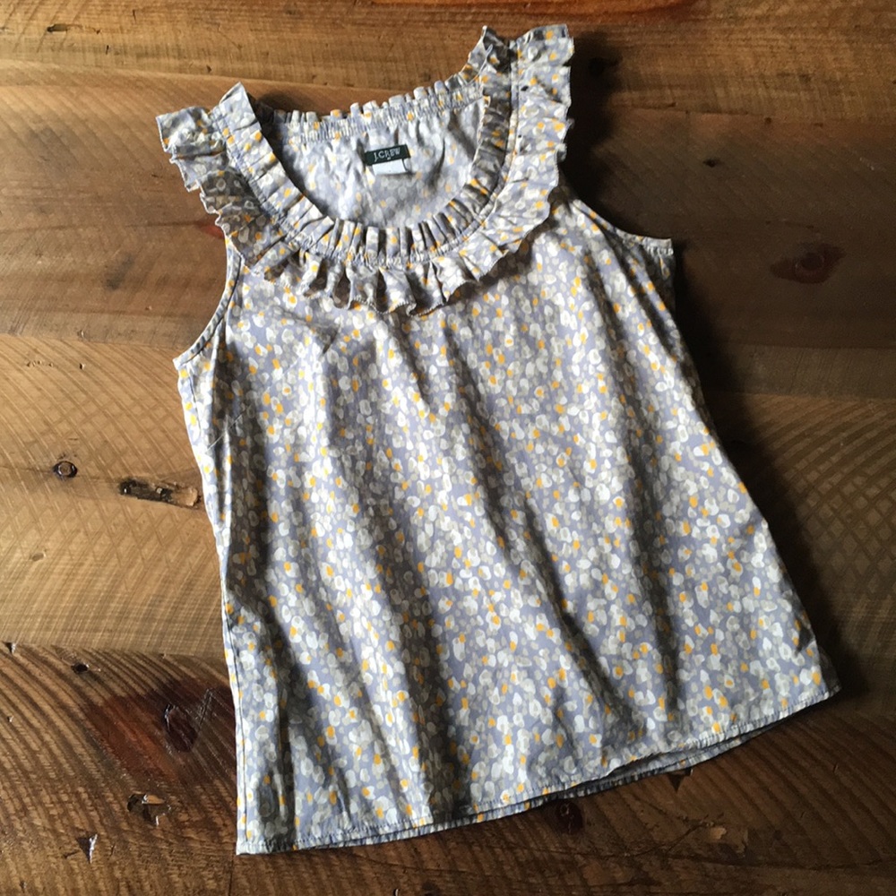 J CREW 100% Cotton Ruffle Tank Blouse, size 2